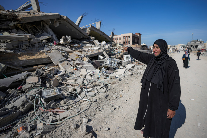 A Gazan woman reacts to the ruins of her destroyed home, one of millions in the enclave. President Trump has proposed relocating Palestinians in Gaza to other countries, giving them the chance to escape the war-torn hellhole ruled by Hamas tyrants and build better lives abroad.